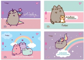 Альбом для малювання А4 20 арк., 100 г/м2, скоба/перфорація, "Pusheen" Yes