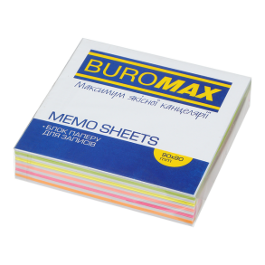 Папір для нотаток 90*90*20 мм, неклеєний/зебра "Neon" Buromax