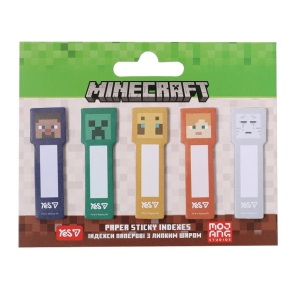 Індекси паперові 5 кол. по 20 шт., 15*55 мм "Minecraft" Yes