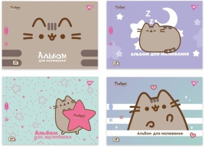 Альбом для малювання А4 28 арк., 100 г/м2, скоба/перфорація, "Pusheen" Yes