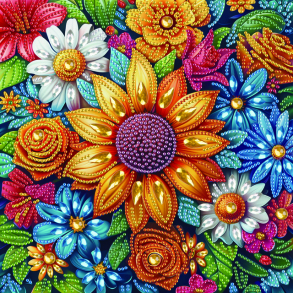 Картина зі страз 25*25 см BH030 "Квіти" Brushme