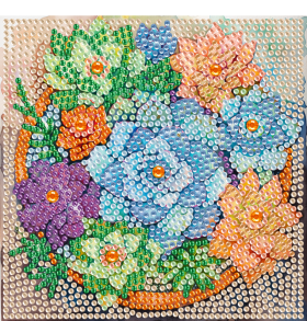 Картина зі страз з рамкою 15*15 см DM5004 "Квіти" Brushme