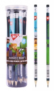 Олівець графітний HB з ластиком/круглий "Minecraft" (уп.=36 шт.) Yes