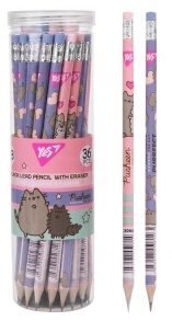 Олівець графітний HB з ластиком/круглий "Pusheen" (уп.=36 шт.) Yes