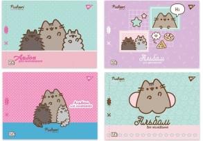 Альбом для малювання А4 12 арк., 100 г/м2, скоба/перфорація, "Pusheen" Yes