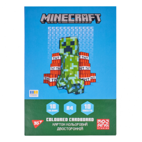 Картон кольоровий двосторонній А4/10 арк. 10 кол. "Minecraft" у папці  Yes