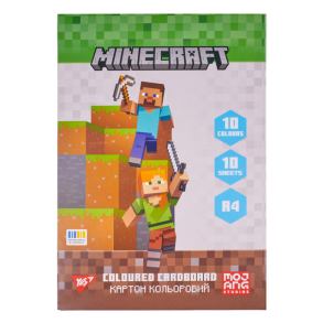 Картон кольоровий односторонній А4/10 арк. 10 кол. "Minecraft" у папці Yes