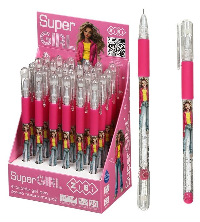 Ручка гелева ПИШИ-СТИРАЙ Zibi "Kids Line. Super Girl", 0,5 мм, синя (уп.=24 шт.)