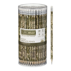 Олівець графітний HB з ластиком "Military" (уп.=100 шт.) Buromax