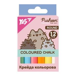 Крейда кольорова кругла 12 шт. "Pusheen" Yes