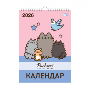 Календар настінний місячний на 1 пружину 2026 "Pusheen" Yes
