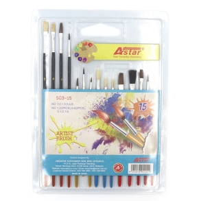 Пензлики щетина 15 шт. "Astar"