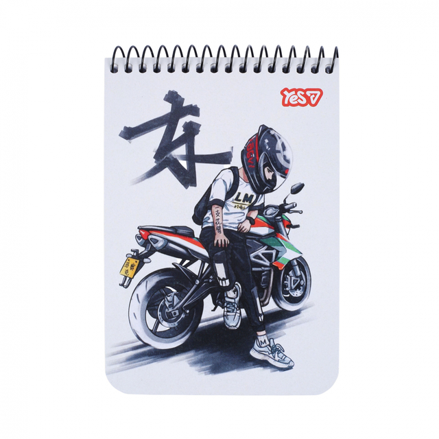 Блокнот А6 80 арк., "Moto", #, ТО, пружина верхня Yes