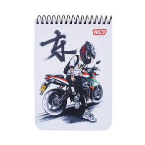 Блокнот А6 80 арк., "Moto", #, ТО, пружина верхня Yes