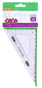 Трикутник пластиковий 14 см/30*60*90 "Kids Line" з салатовою смужкою Zibi