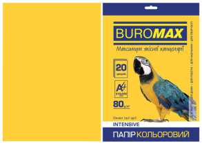 Папір "Buromax" інтенсив А4 80 г/м2, 20 арк., жовтий
