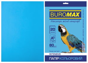 Папір "Buromax" інтенсив А4 80 г/м2, 20 арк., світло-синій