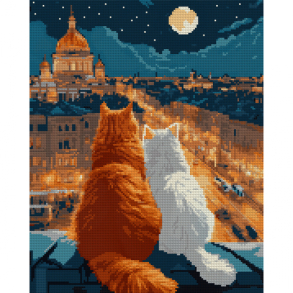 Картина зі страз 40*50 см 956058 "Коти на даху" Santi