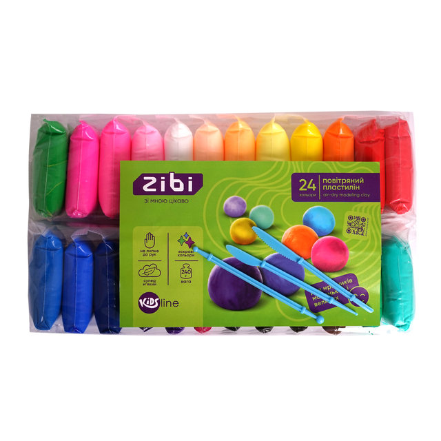 Пластилінова паста 24 кол. + стеки "Kids Line" Zibi