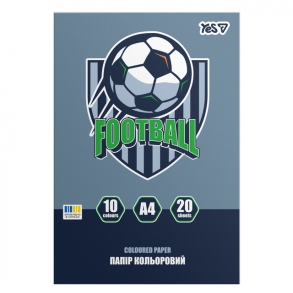 Папір кольоровий односторонній А4/20 арк. 10 кол. "Football" на скобі Yes