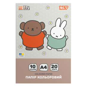 Папір кольоровий односторонній А4/20 арк. 10 кол. "Miffy" на скобі Yes