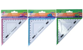 Трикутник пластиковий 10 см/45*45*90 "Kids Line" з зеленою смужкою Zibi
