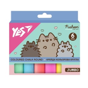 Крейда кольорова кругла 6 шт. "Jumbo Pusheen" Yes