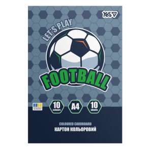 Картон кольоровий односторонній А4/10 арк. 10 кол. "Football" у папці Yes