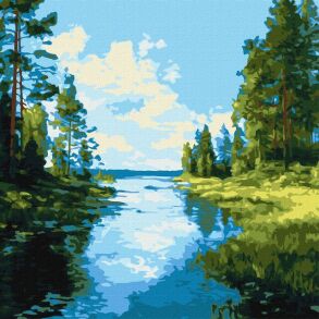 Картина за номером 40*40 см КНО6408 "Тінь і блиск води" Ідейка
