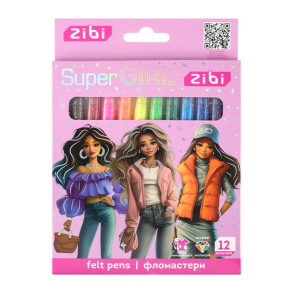 Фломастери Zibi 12 кол. "Kids Line Super Girl"