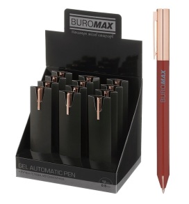 Ручка кулькова автомат Buromax "Prestige Gold", 0,5 мм, синя/корпус мідний