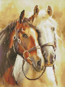 Картина зі страз 30*40 см RDBS 7024 "Шляхетні коні" Brushme
