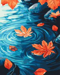 Картина за номером 40*50 см BS 54357 "Золоті листочки на воді" Brushme