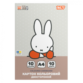 Картон кольоровий двосторонній А4/10 арк. 10 кол. "Miffy" у папці Yes