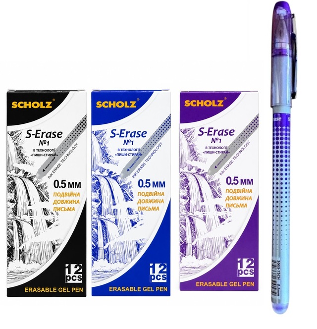 Ручка гелева ПИШИ-СТИРАЙ "M&G Scholz", 0,5 мм, чорна (уп.=12 шт.)