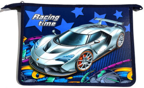 Портфель дитячий пластиковий на блискавку А4+ "Racing Time" Fresh