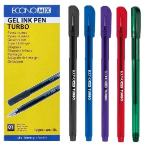 Ручка гелева Economix "Turbo", 0,5 мм, чорна (уп.=12 шт.)