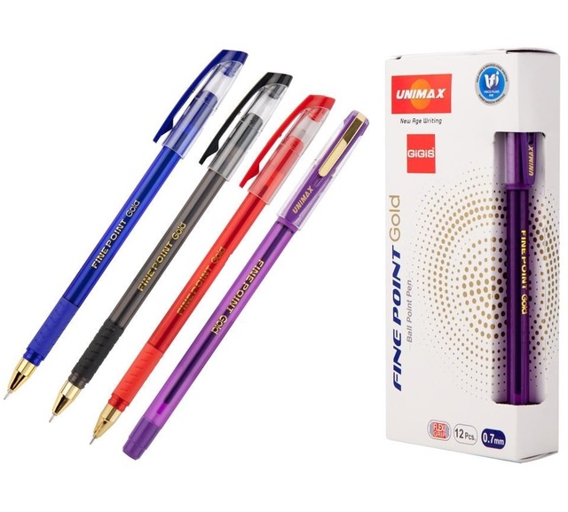 Ручка кулькова Unimax "Fine Point Gold Dlx", 0,7 мм, синя (уп.=12 шт.)