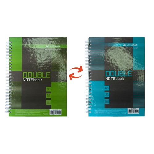 Блокнот А5 96 арк., "24571101 Double", #, ТО, пружина бокова, коричневий Buromax