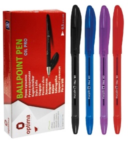 Ручка кулькова Optima "Oil Pro", 0,5 мм, масляна основа, червона (уп.=12 шт.)