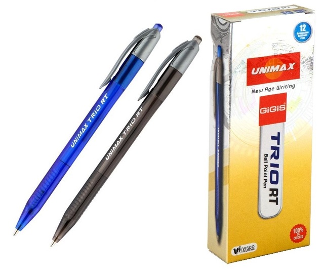 Ручка кулькова автомат Unimax "Trio RT", 1 мм, чорна (уп.=12 шт.)