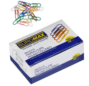Скріпки 28 мм 100 шт. круглі/кольорові Buromax
