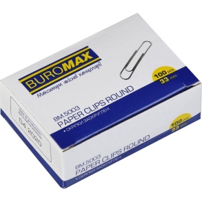 Скріпки 33 мм 100 шт. круглі/нікелеві Buromax