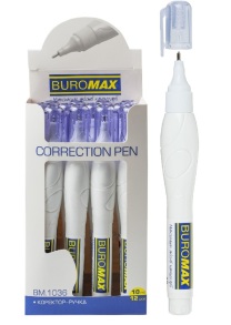 Коректор-ручка 10 мл з металевим наконечником (уп.=12 шт.) Buromax