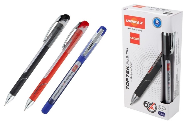 Ручка кулькова Unimax "Top Tek Fusion 10 км", 1 мм, чорна (уп.=12 шт.)