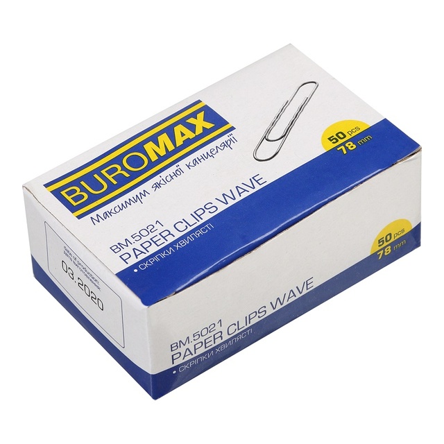 Скріпки 78 мм 50 шт. рельєфні/нікелеві Buromax